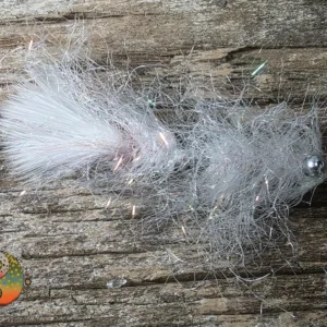 Unicorn White Bush Fur Leech, Saltwater on the fly.