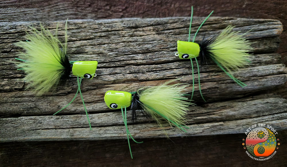 Chartreuse and black popper catching panfish on Chippewa Flowage.