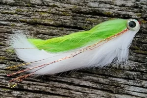 Double Bunny Chartreuse White 1. 3 copy Double Bunny fly pattern, fly fishing Tidal James River.