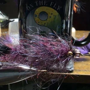 Blood Leech streamer fly – Monster Bush fur, Missouri River garnet egg, articulated on Owner stinger & Dai-Riki 4XL hooks. Built for big trout on the any River.