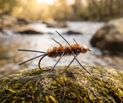90-year history of the Girdle Bug fly, from Frank McGinnis to Charles Brooks's tying in the round — plus tying steps and high-to-low water tactics.