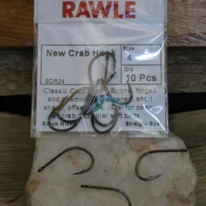 Cox & Rawle SCR24 black nickel crab hook, short shank, offset, straight eye, Saltwater on the Fly.