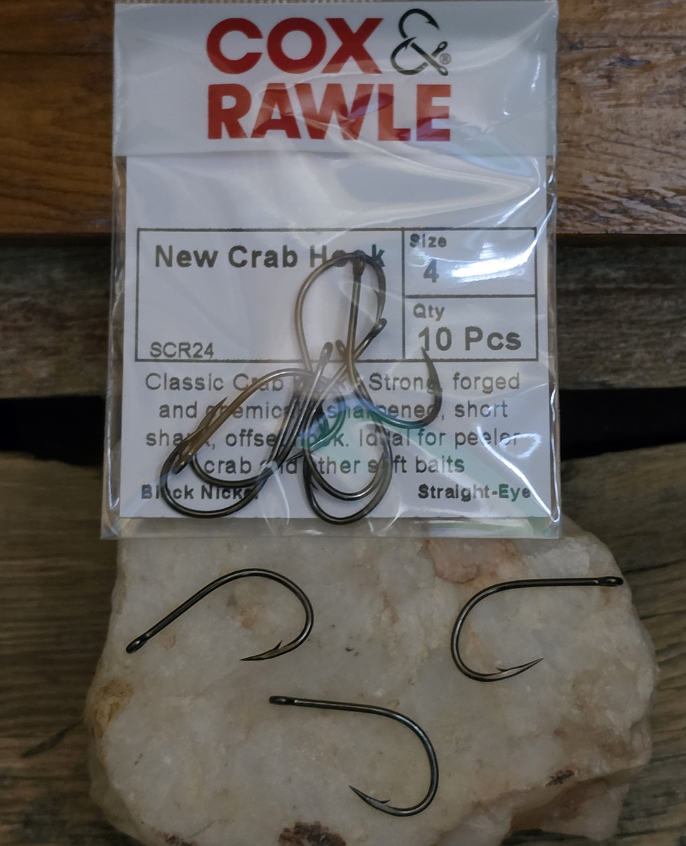 Cox & Rawle SCR24 black nickel crab hook, short shank, offset, straight eye, Saltwater on the Fly.