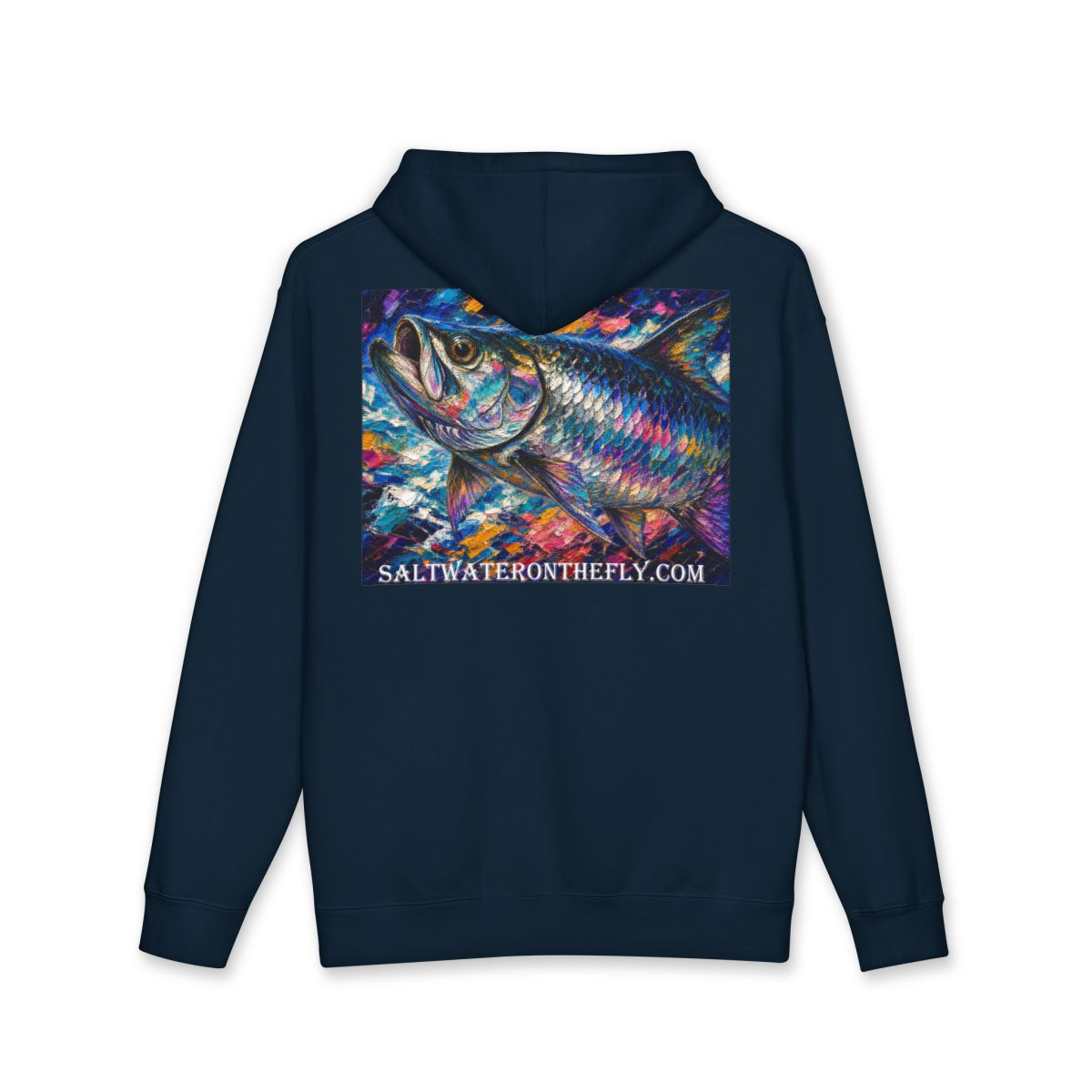 Navy Silver King Tarpon Hoodie, Saltwater on the fly.