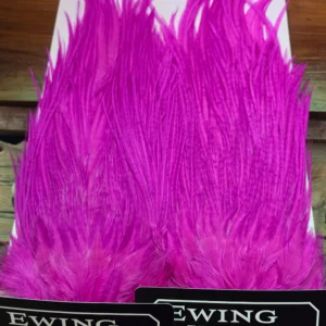 Ewing Hot Pink Bomber Saddle hackle for coho, steelhead and attractor dry flies, Saltwater on the Fly