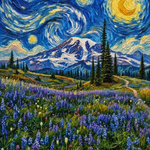 Mount Rainier Starry Night