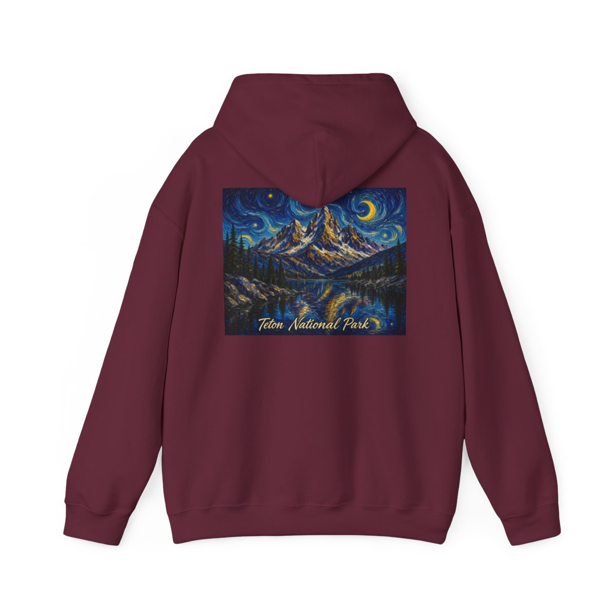 Teton National Park Midweight Hoodie: Jenny Lake Night Sky - Image 2