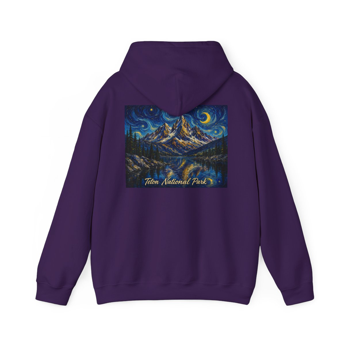 Teton National Park Midweight Hoodie: Jenny Lake Night Sky - Image 3